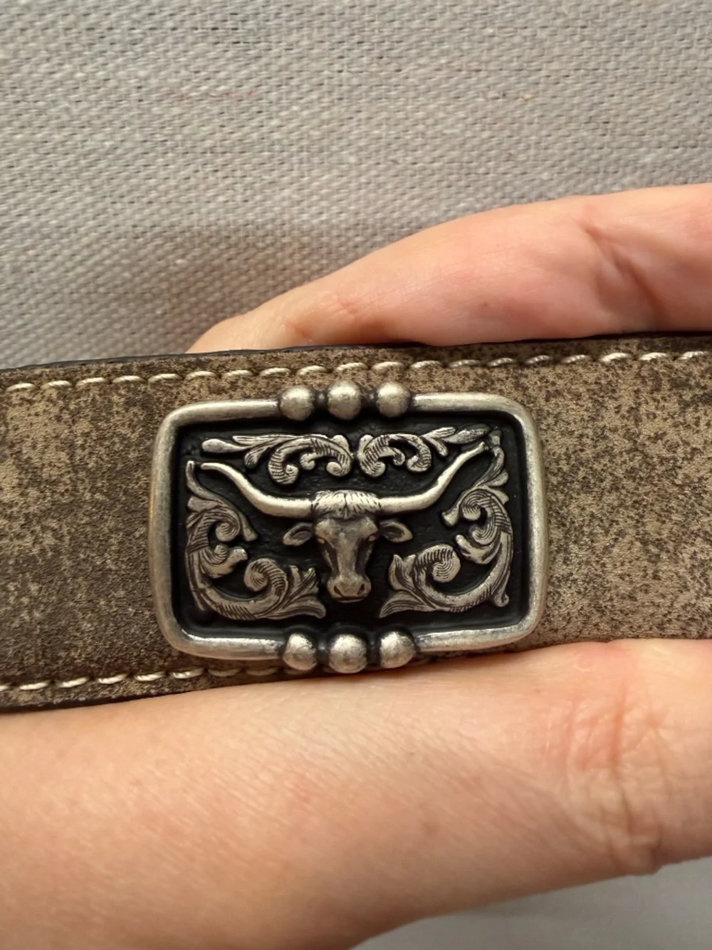 NWT Limited Edition Ariat Distressed Suede Longhorn Belt - size 46